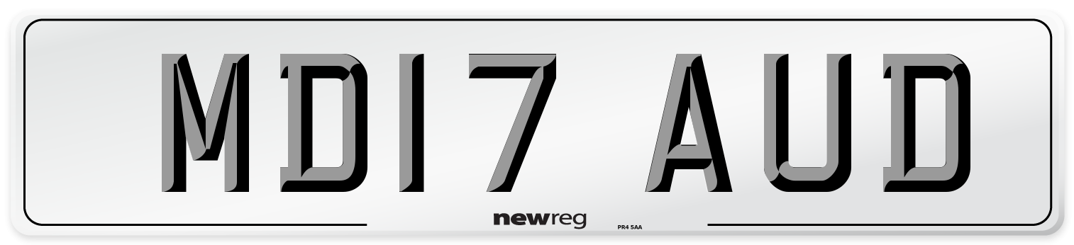 MD17 AUD Number Plate from New Reg